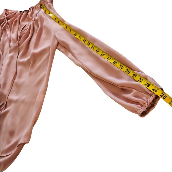 Amanda Uprichard Cold Shoulder Long Sleeve Tie Front Blouse Pastel Pink S - Picture 12 of 16